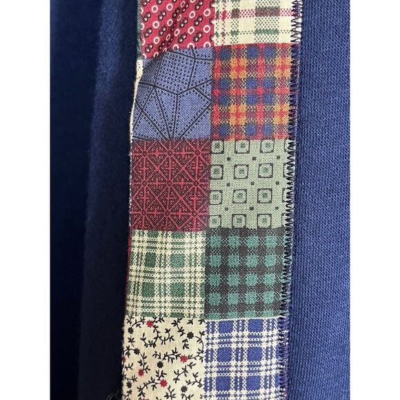 Patchwork Sweater 1X Blue Quilted Farmhouse Country Southern Prairie Rustic 80s - Picture 4 of 11